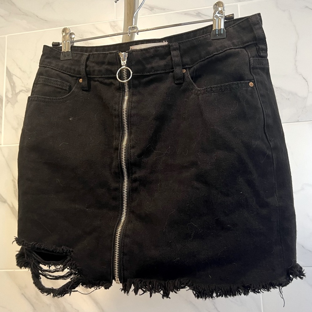 PAC SUN Distressed Denim Mini Skirt